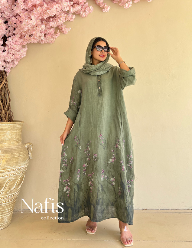 پیراهن ساحلی لینن شهرزاد