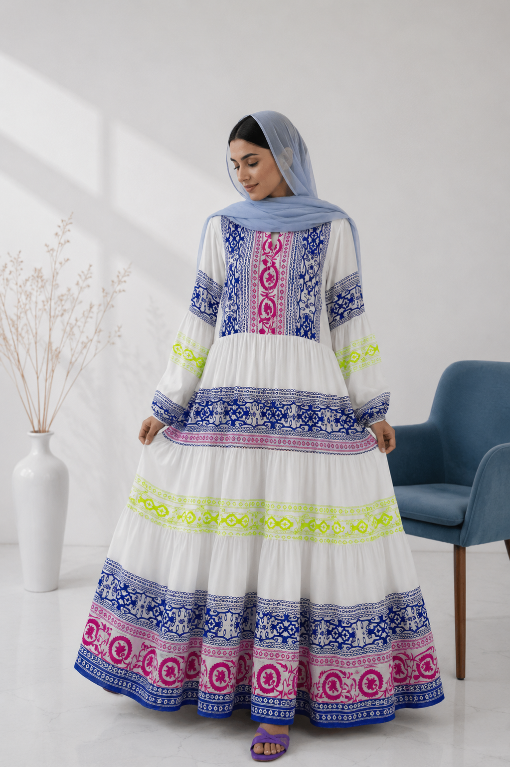 پیراهن نخی ساحلی صدف